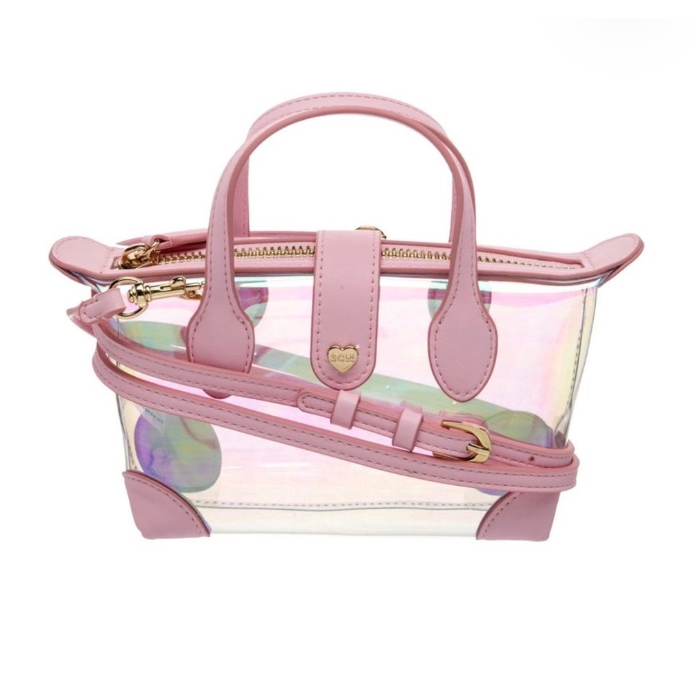 Stoney Clover Lane Iridescent Pink Clear Mini Tote Crossbody Bag NWT